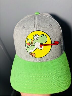 Super Mario Neon Green & Black Hat - Yoshi Egg Detail